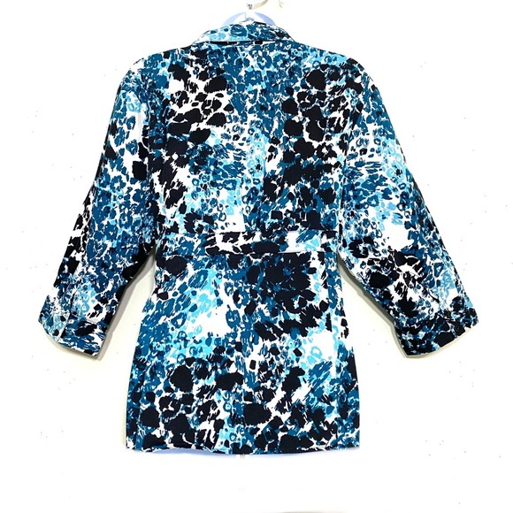 Apt.9 button down shirt BLUE & BLACK collared empire waist 3/4 sleeve si… - Picture 2 of 9